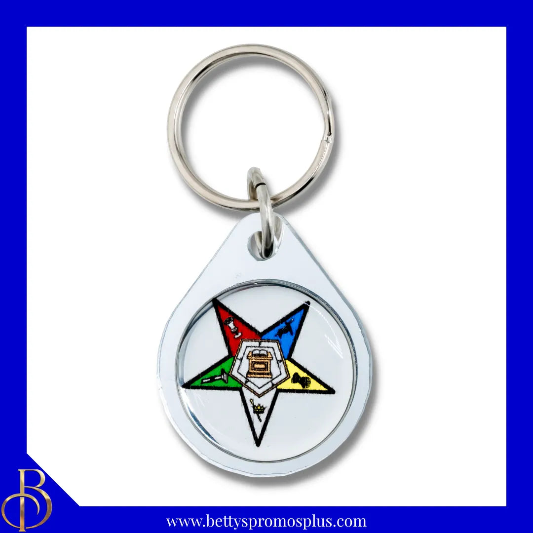 Order of Eastern Star Shield Circular Acrylic Keychain-Order of Eastern Star Paraphernalia-Order of Eastern Star Keychain-Betty's Promos Plus