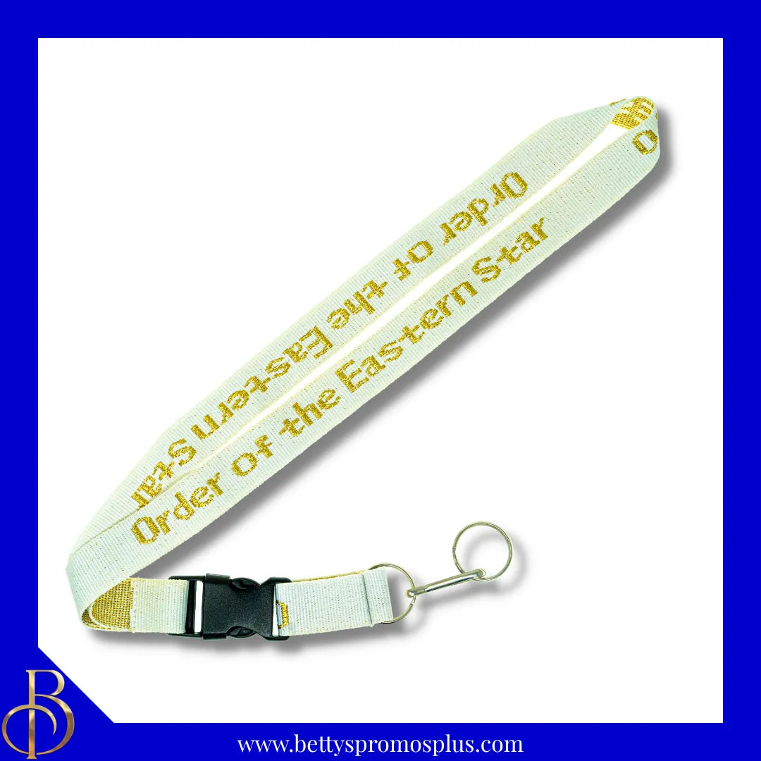 Order of Eastern Star Woven Embroidered Lanyard-Order of Eastern Star Paraphernalia-Order of Eastern Star Lanyards-Betty's Promos Plus