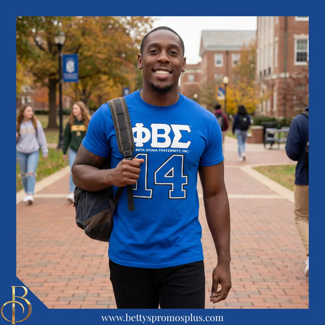 Phi Beta Sigma ΦΒΣ 14 Screen Printed T-Shirt-Phi Beta Sigma Paraphernalia-Phi Beta Sigma T-Shirts-Betty's Promos Plus