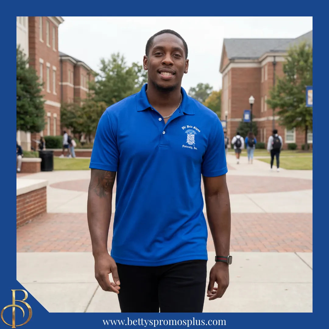 Phi Beta Sigma ΦΒΣ Embroidered Polo Shirt-Phi Beta Sigma Paraphernalia-Phi Beta Sigma Polo Shirt-Betty's Promos Plus