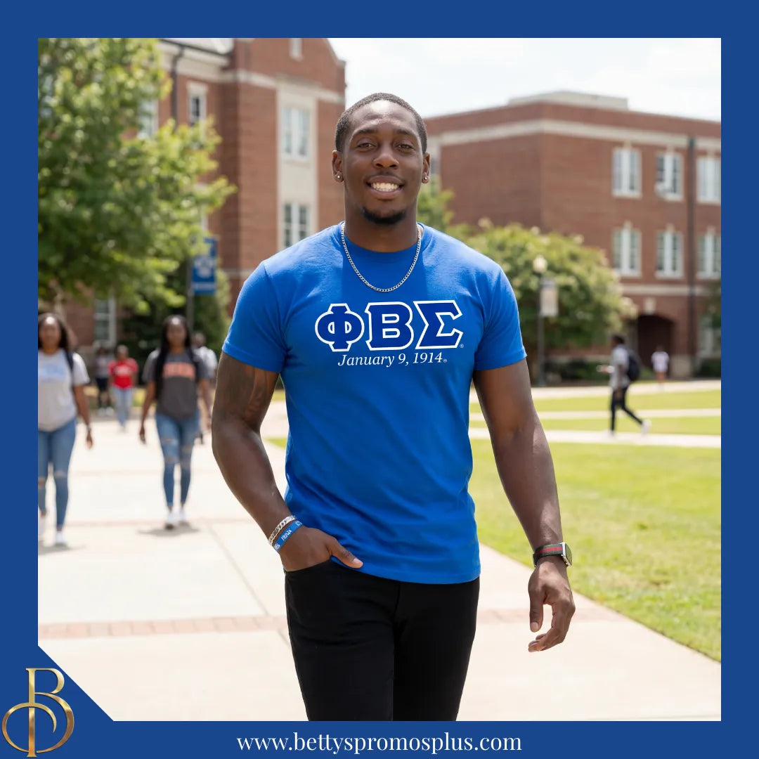 Phi Beta Sigma ΦΒΣ Founding Date Screen Printed T-Shirt-Phi Beta Sigma Paraphernalia-Phi Beta Sigma T-Shirts-Betty's Promos Plus