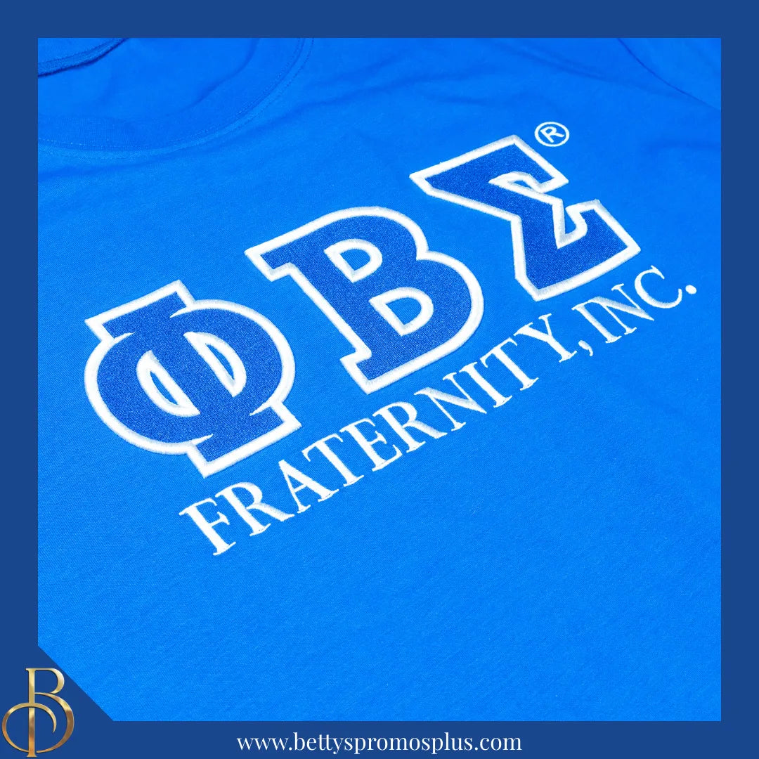 Phi Beta Sigma ΦΒΣ Luxury Embroidered T-Shirt with 1914 Sleeve-Phi Beta Sigma Paraphernalia-Phi Beta Sigma T-Shirts-Betty's Promos Plus