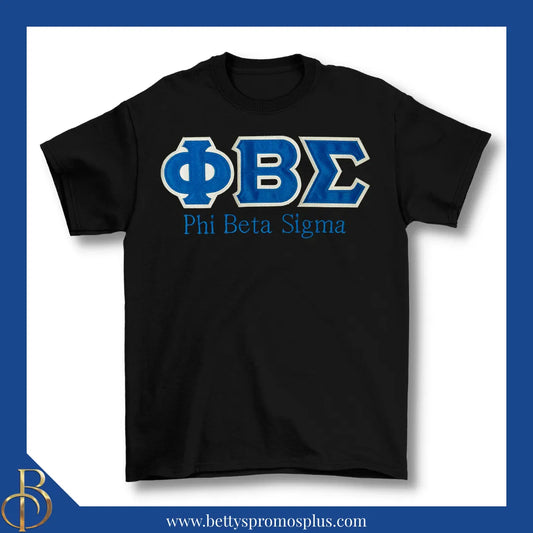 Phi Beta Sigma ΦΒΣ Script Double Stitched Appliqué Embroidered Line T-Shirt-Phi Beta Sigma Paraphernalia-Phi Beta Sigma T-Shirts-Betty's Promos Plus