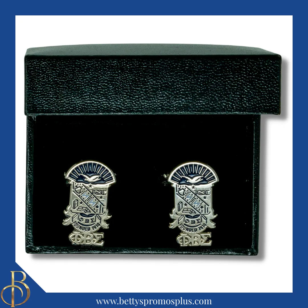 Phi Beta Sigma ΦΒΣ Shield Cuff Links-Phi Beta Sigma Paraphernalia-Phi Beta Sigma Cuff Links-Betty's Promos Plus