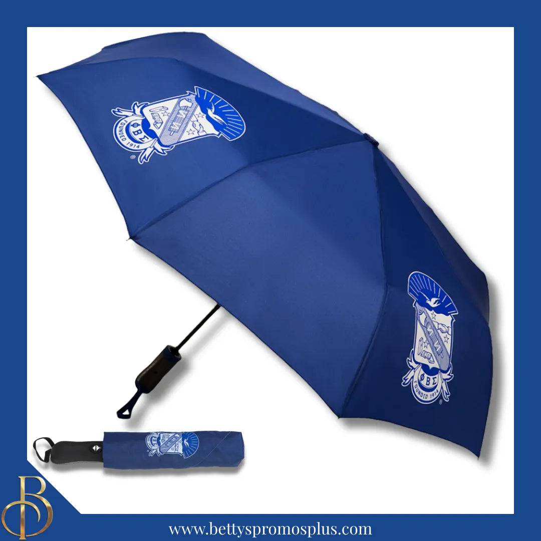 Phi Beta Sigma ΦΒΣ Shield Hurricane Umbrella-Blue-Small-Phi Beta Sigma Paraphernalia-Phi Beta Sigma Umbrellas-Betty's Promos Plus