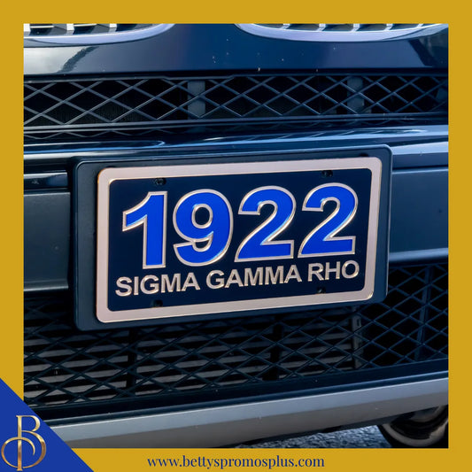 Sigma Gamma Rho ΣΓΡ 1922 with Sigma Gamma Rho Laser Engraved Mirrored Acrylic Auto Tag License Plate-Sigma Gamma Rho Paraphernalia-Sigma Gamma Rho Auto Tag-Betty's Promos Plus