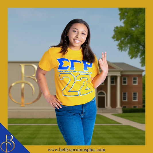 Sigma Gamma Rho ΣΓΡ 22 Screen Printed T-Shirt-Sigma Gamma Rho Paraphernalia-Sigma Gamma Rho T-Shirts-Betty's Promos Plus