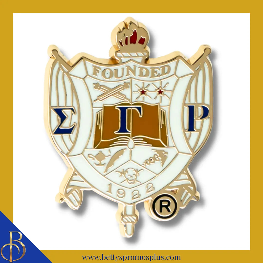Sigma Gamma Rho ΣΓΡ 3D Color Shield Greek Sorority Lapel Pin-Gold-Sigma Gamma Rho Paraphernalia-Sigma Gamma Rho Lapel Pin-Betty's Promos Plus