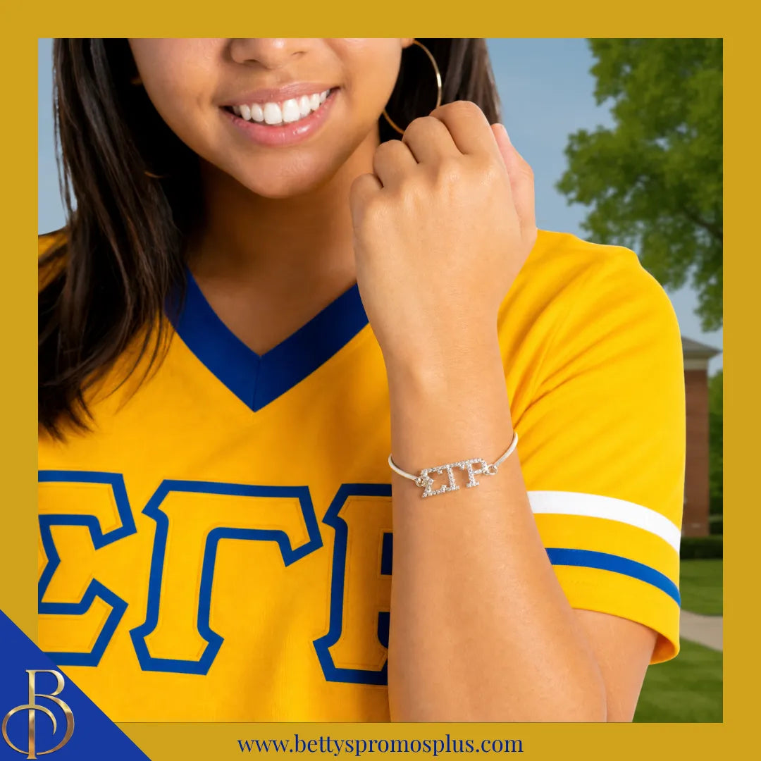 Sigma Gamma Rho ΣΓΡ Bracelet with Rhinestone Letters-Sigma Gamma Rho Paraphernalia-Sigma Gamma Rho Bracelet-Betty's Promos Plus