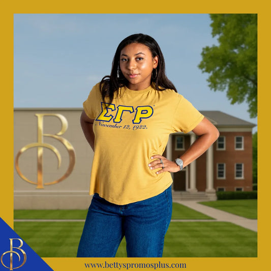 Sigma Gamma Rho ΣΓΡ Founding Date Screen Printed T-Shirt-Sigma Gamma Rho Paraphernalia-Sigma Gamma Rho T-Shirts-Betty's Promos Plus