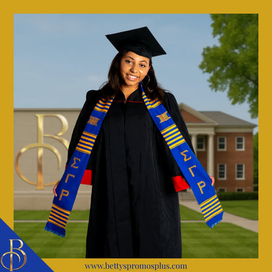 Sigma Gamma Rho ΣΓΡ Greek Letters Kente Cloth Graduation Stole-Sigma Gamma Rho Paraphernalia-Sigma Gamma Rho Graduation Stole-Betty's Promos Plus