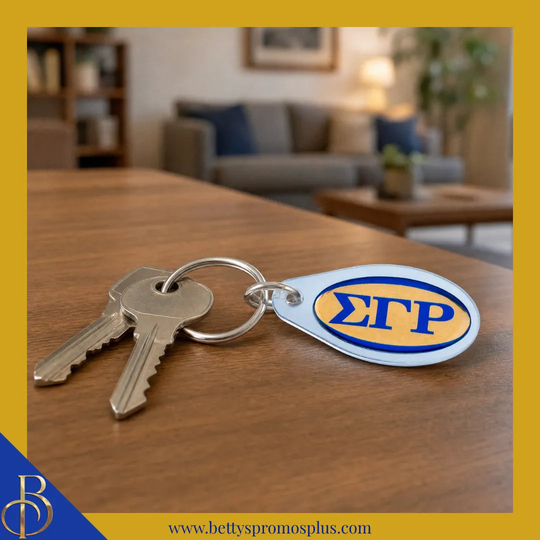 Sigma Gamma Rho ΣΓΡ Oval Acrylic Keychain-Sigma Gamma Rho Paraphernalia-Sigma Gamma Rho Keychain-Betty's Promos Plus