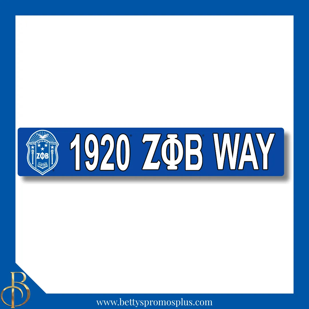 Zeta Phi Beta 1920 ΖΦΒ Way Street Sign-Blue-Zeta Phi Beta Paraphernalia-Zeta Phi Beta Street Sign-Betty's Promos Plus