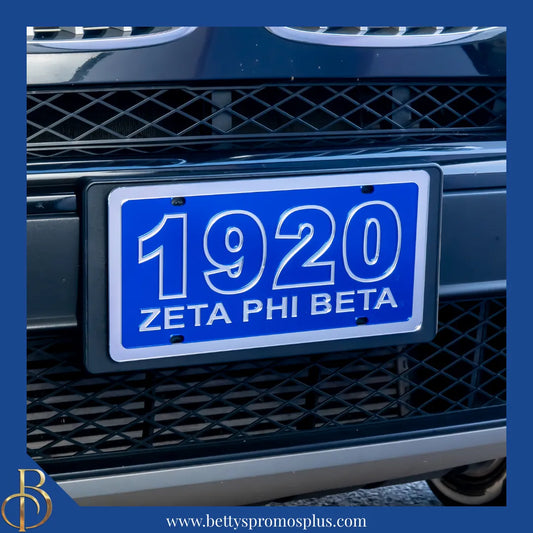 Zeta Phi Beta ΖΦΒ 1920 with Zeta Phi Beta Laser Engraved Mirrored Acrylic Auto Tag License Plate-Zeta Phi Beta Paraphernalia-Zeta Phi Beta Auto Tag-Betty's Promos Plus