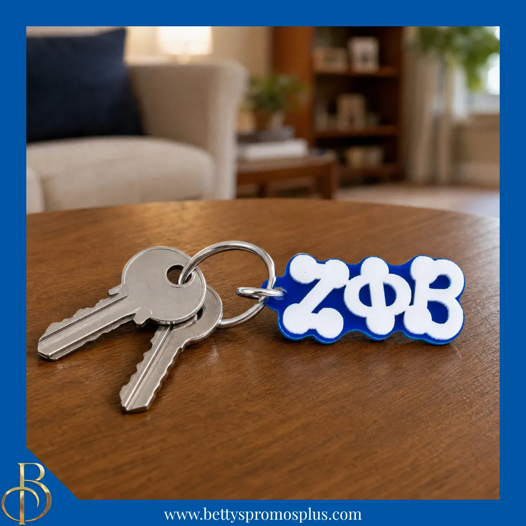 Zeta Phi Beta ΖΦΒ Bubble Letters Acrylic Keychain-Zeta Phi Beta Paraphernalia-Zeta Phi Beta Keychain-Betty's Promos Plus