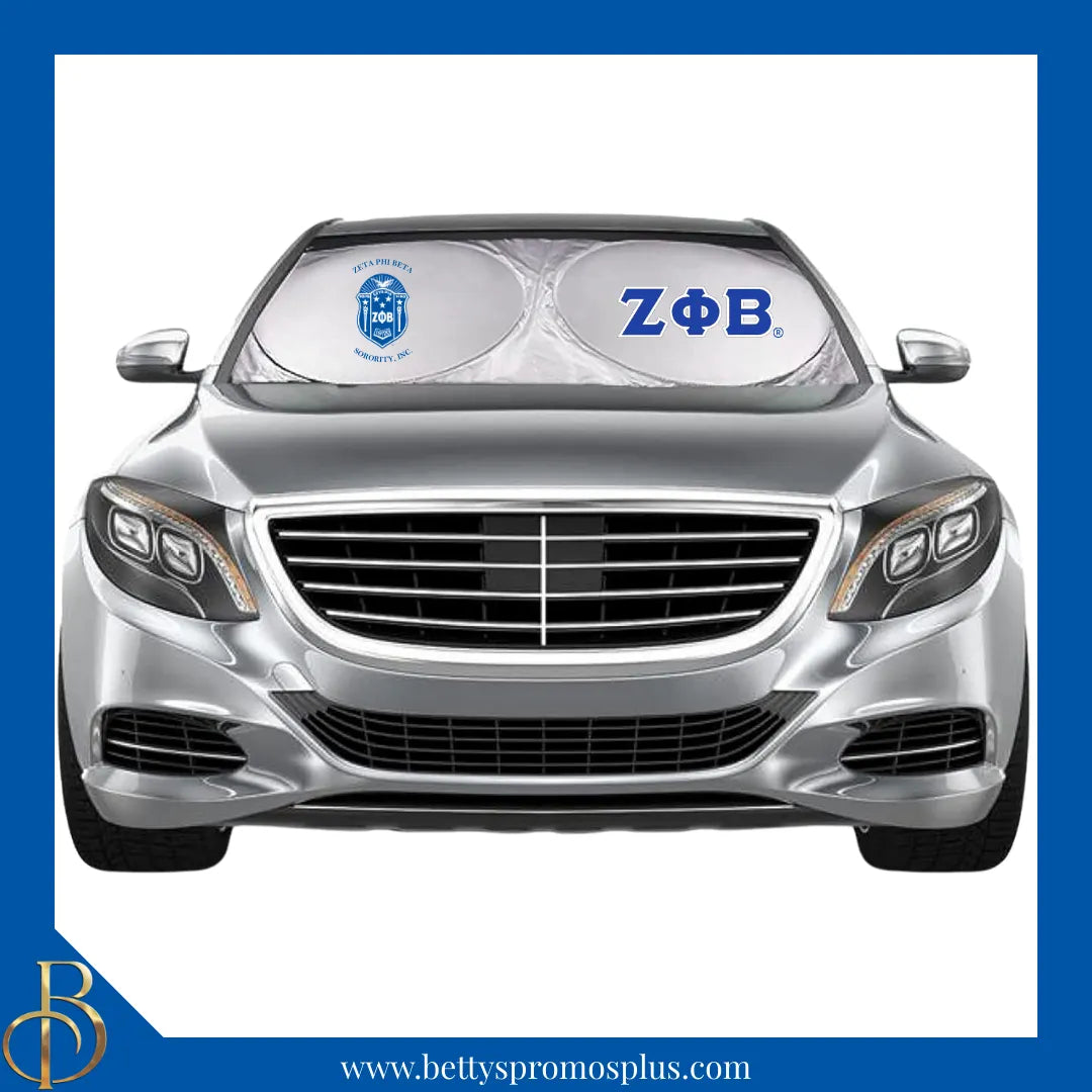 Zeta Phi Beta ΖΦΒ Collapsible Car Sun Shade with Pouch-Zeta Phi Beta Paraphernalia-Zeta Phi Beta Car Shade-Betty's Promos Plus