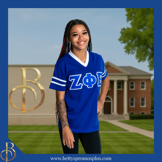 Zeta Phi Beta ΖΦΒ Double Stitched Appliqué Embroidered Jersey T-Shirt-Zeta Phi Beta Paraphernalia-Zeta Phi Beta T-Shirts-Betty's Promos Plus