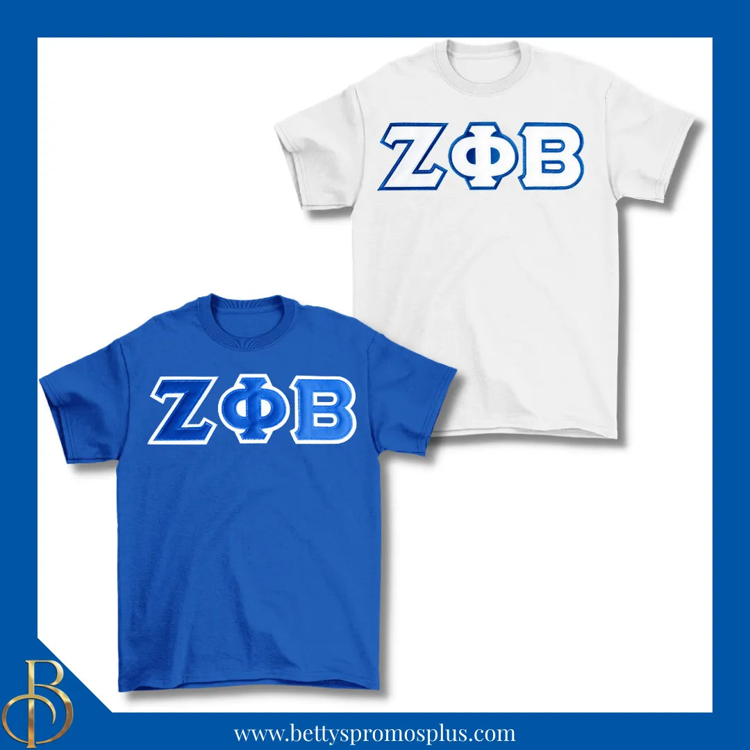 Zeta Phi Beta ΖΦΒ Double Stitched Appliqué Embroidered Line T