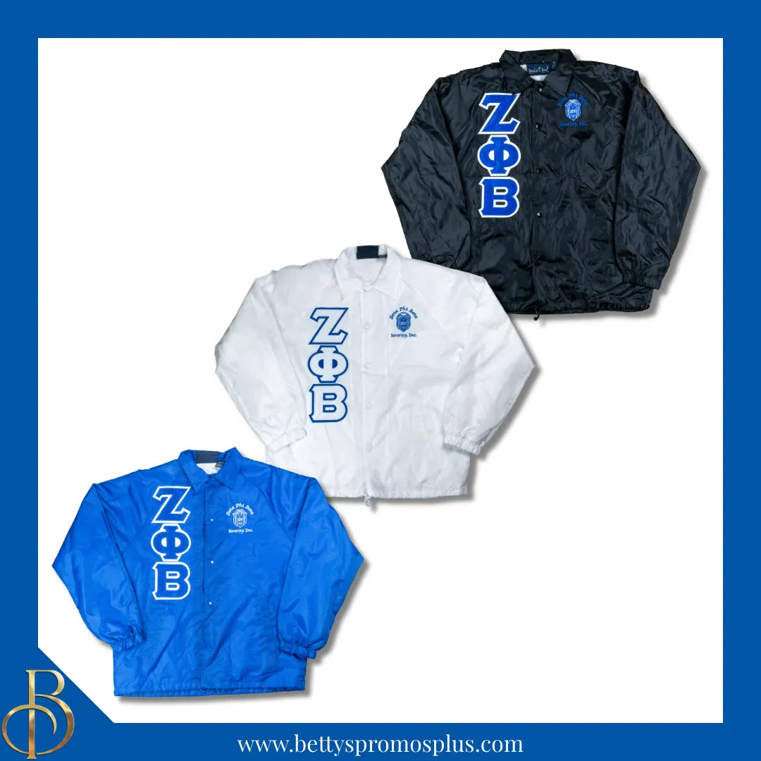 Zeta Phi Beta Greek Letter Double-Stitched Embroidered Windbreaker