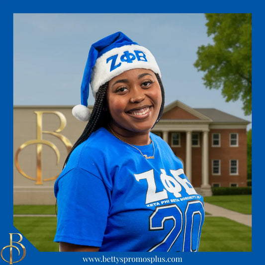 Zeta Phi Beta ΖΦΒ Embroidered Greek Letters Deluxe Santa Hat-Zeta Phi Beta Paraphernalia-Zeta Phi Beta Hats-Betty's Promos Plus