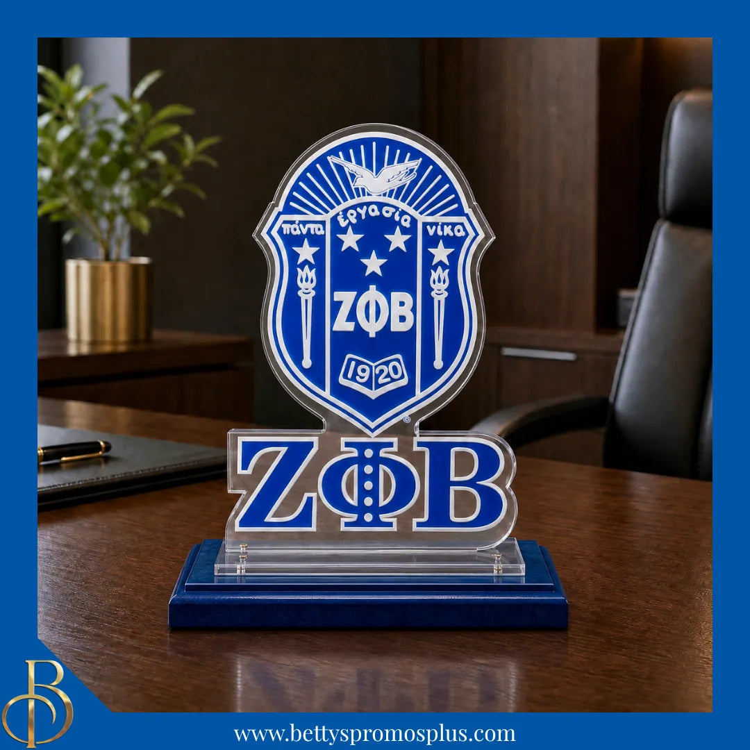 Zeta Phi Beta ΖΦΒ Shield Desk Ornament Plaque-Zeta Phi Beta Paraphernalia-Zeta Phi Beta Desk Ornament-Betty's Promos Plus