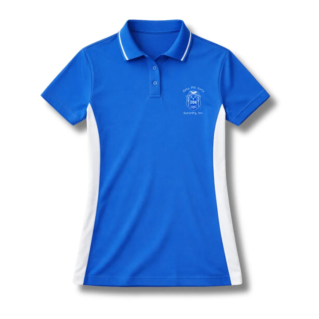 Zeta Phi Beta ΖΦΒ Two-Tone Sport Polo-Blue-X-Small-Zeta Phi Beta Paraphernalia-Zeta Phi Beta T-Shirts-Betty's Promos Plus