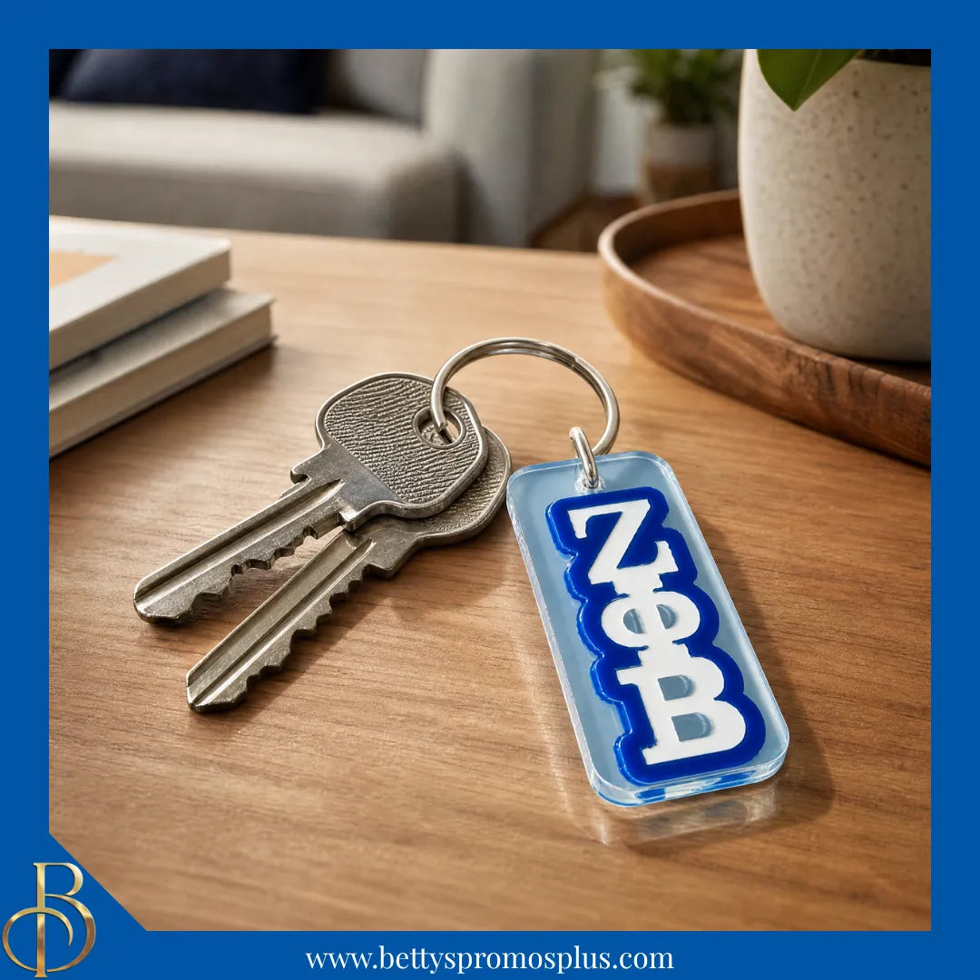 Zeta Phi Beta ΖΦΒ Vertical Block Acrylic Keychain-Zeta Phi Beta Paraphernalia-Zeta Phi Beta Keychain-Betty's Promos Plus