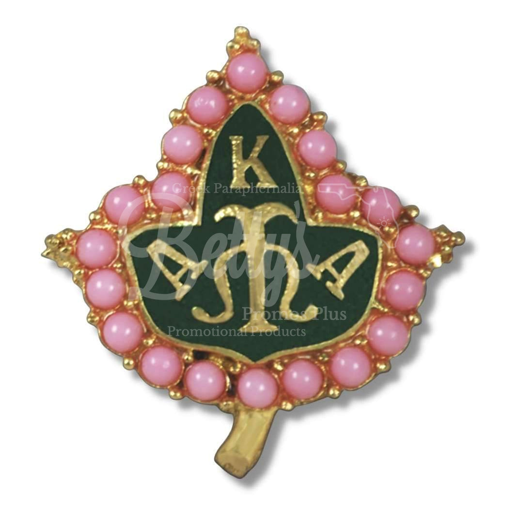 Alpha Kappa Alpha AKA Pink & Green Pearl Ivy Greek Lapel Pin