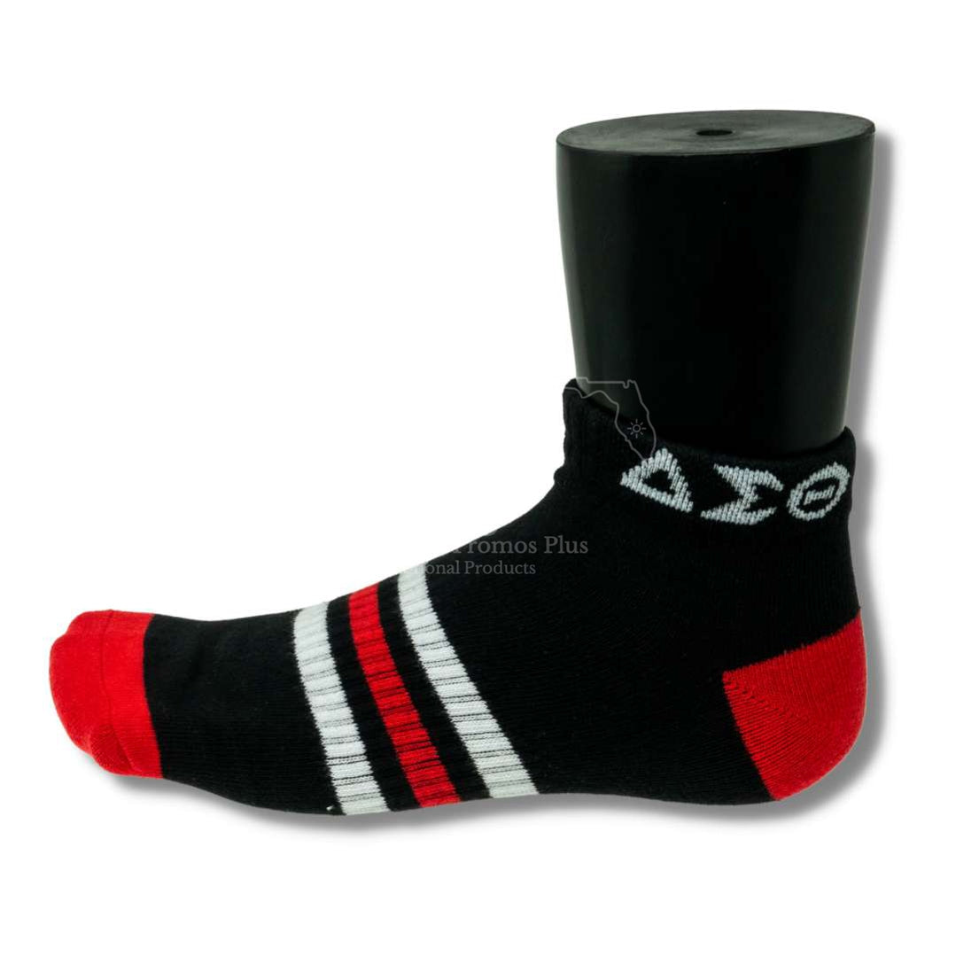 Delta Sigma Theta ΔΣΘ 3 Stripe Ankle Socks with Arch SupportBlack-Betty's Promos Plus Greek Paraphernalia