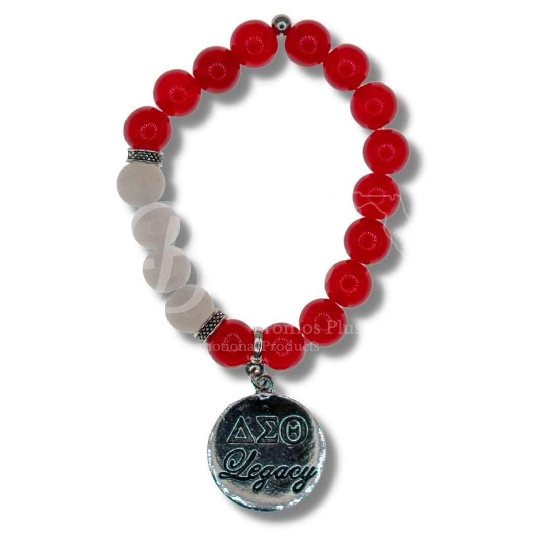 Delta Sigma Theta ΔΣΘ Legacy Beaded Stretch Bracelet with ΔΣΘ Charm