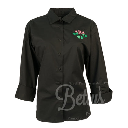 Alpha Kappa Alpha 3/4 Length Button-Up Shirt