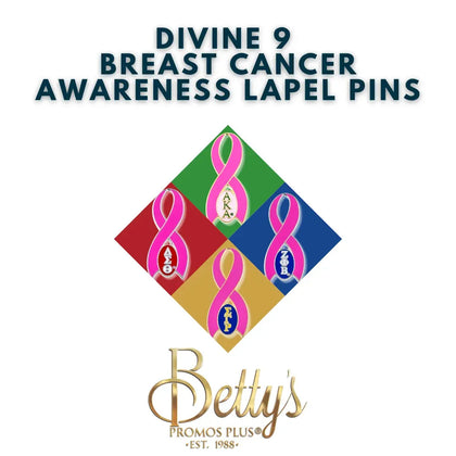 Divine 9 D9 Breast Cancer Awareness Lapel Pins-Betty's Promos Plus