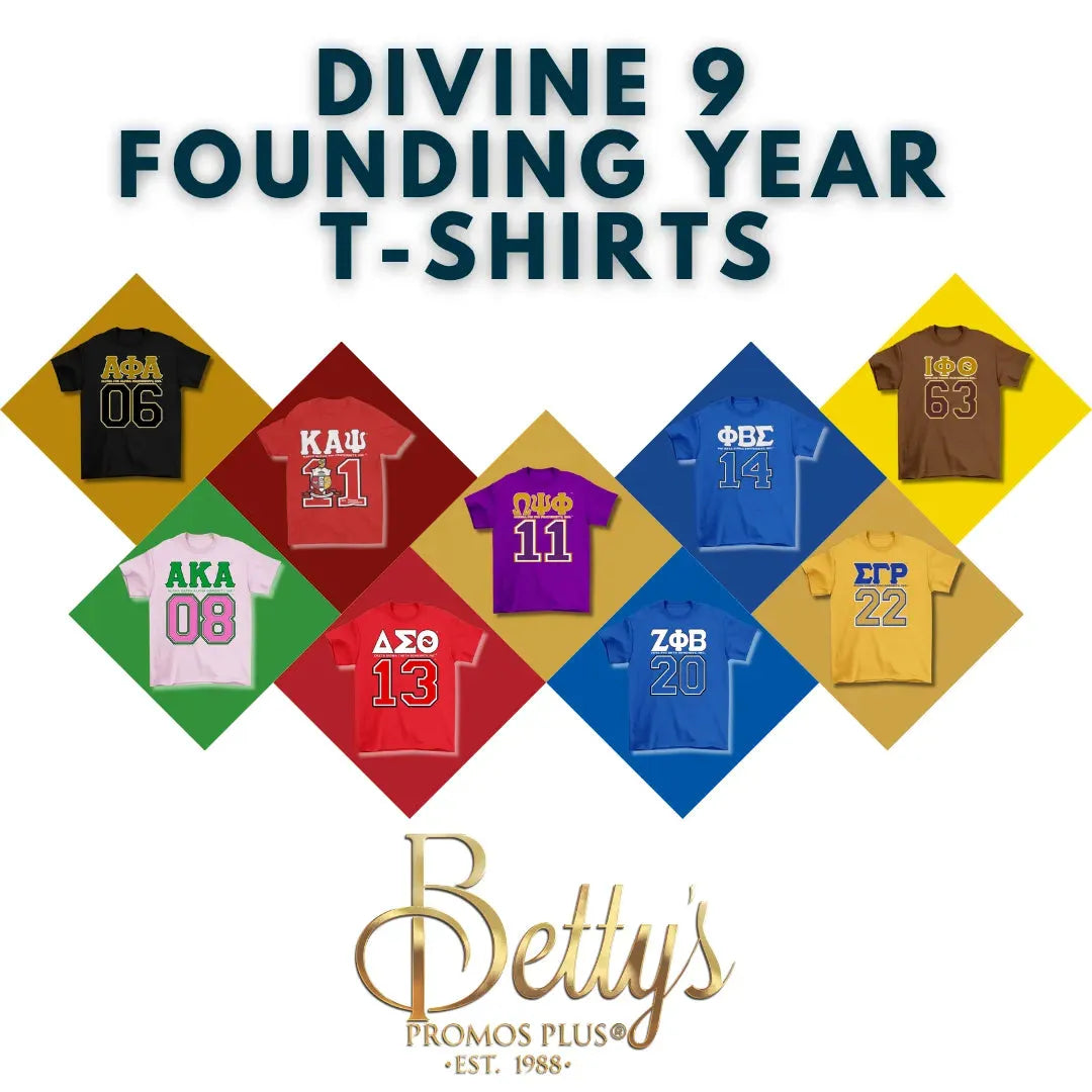 Divine 9 D9 Founding Year T-Shirts | Betty's Promos Plus