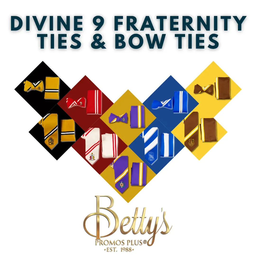 Divine 9 D9 Fraternity Tie & Bowtie Sets-Betty's Promos Plus
