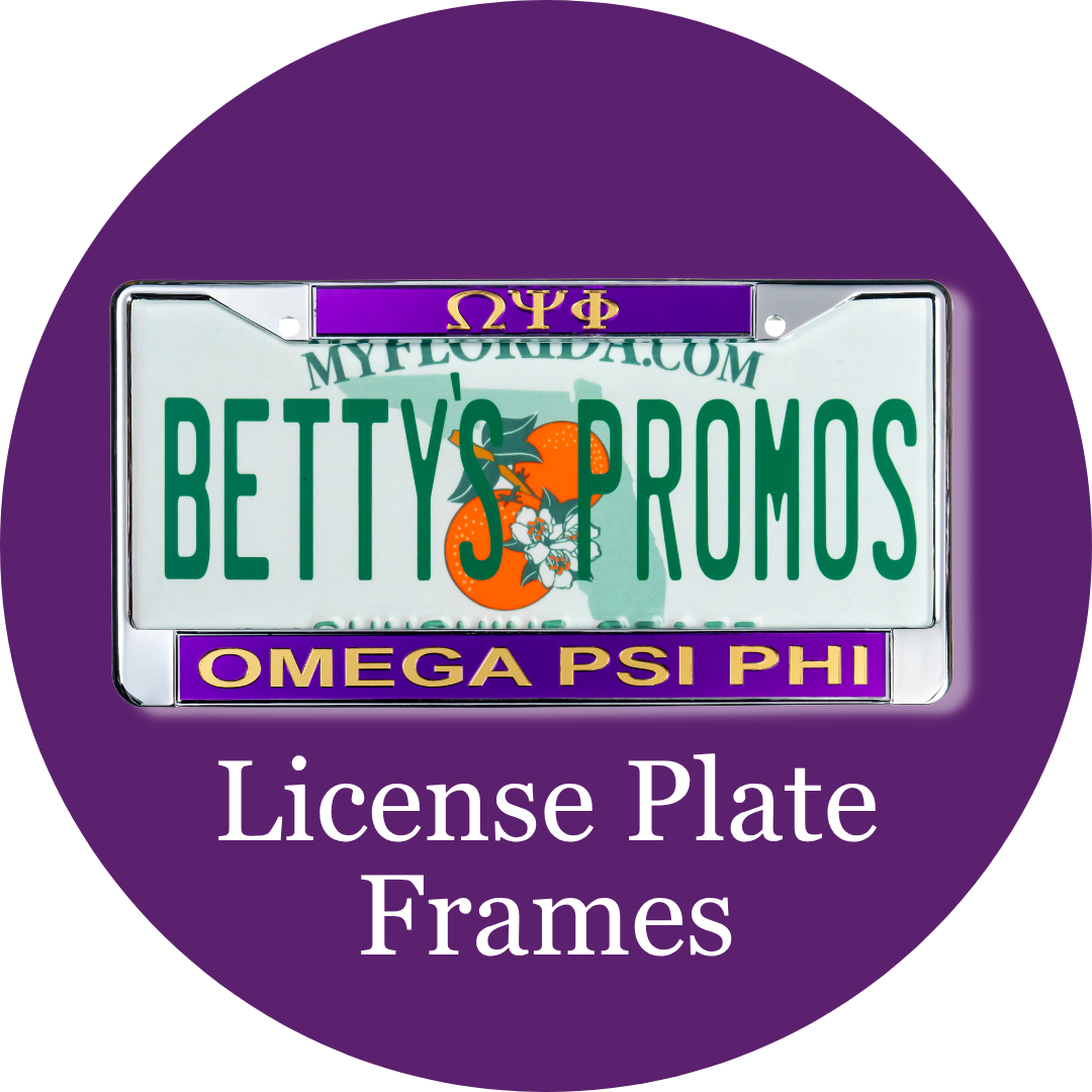 Omega Psi Phi ΩΨΦ Auto Tag Frames & License Plate Frames | Betty's Promos Plus