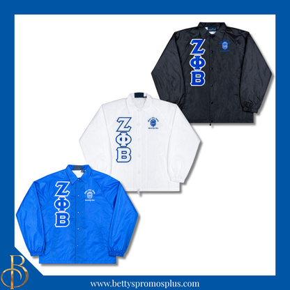 Zeta Phi Beta ΖΦΒ Double-Stitched Embroidered Windbreaker Line Jacket