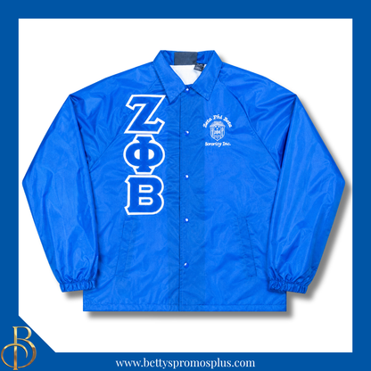 Zeta Phi Beta ΖΦΒ Double-Stitched Embroidered Windbreaker Line Jacket