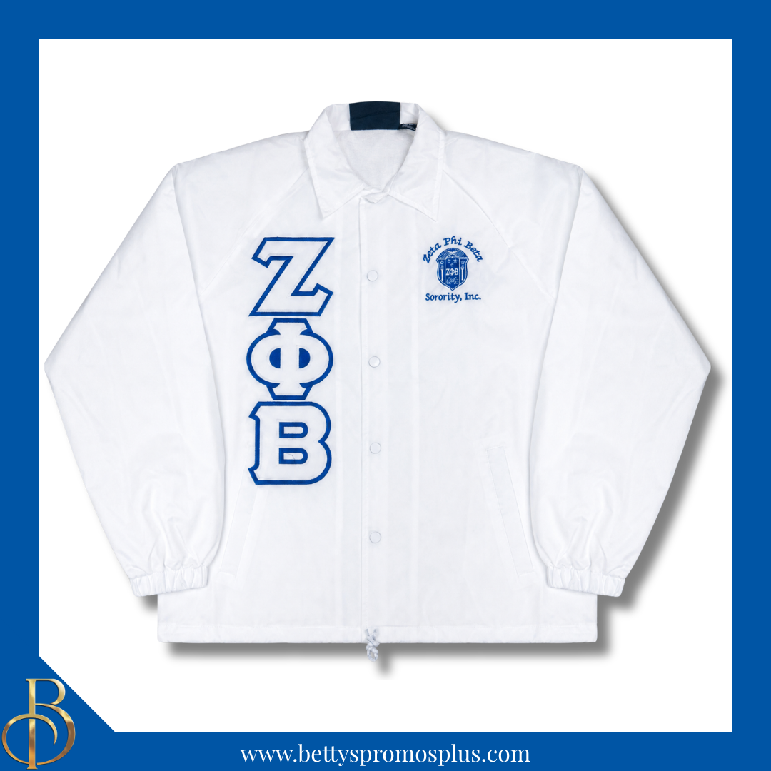 Zeta Phi Beta ΖΦΒ Double-Stitched Embroidered Windbreaker Line Jacket