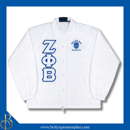 Zeta Phi Beta ΖΦΒ Double-Stitched Embroidered Windbreaker Line Jacket
