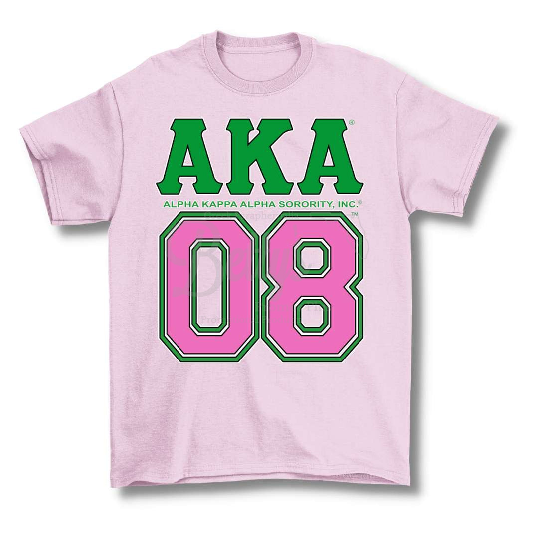 Alpha Kappa Alpha AKA 08 Screen Printed T-ShirtPink with Pink 08-Small-Betty's Promos Plus Greek Paraphernalia