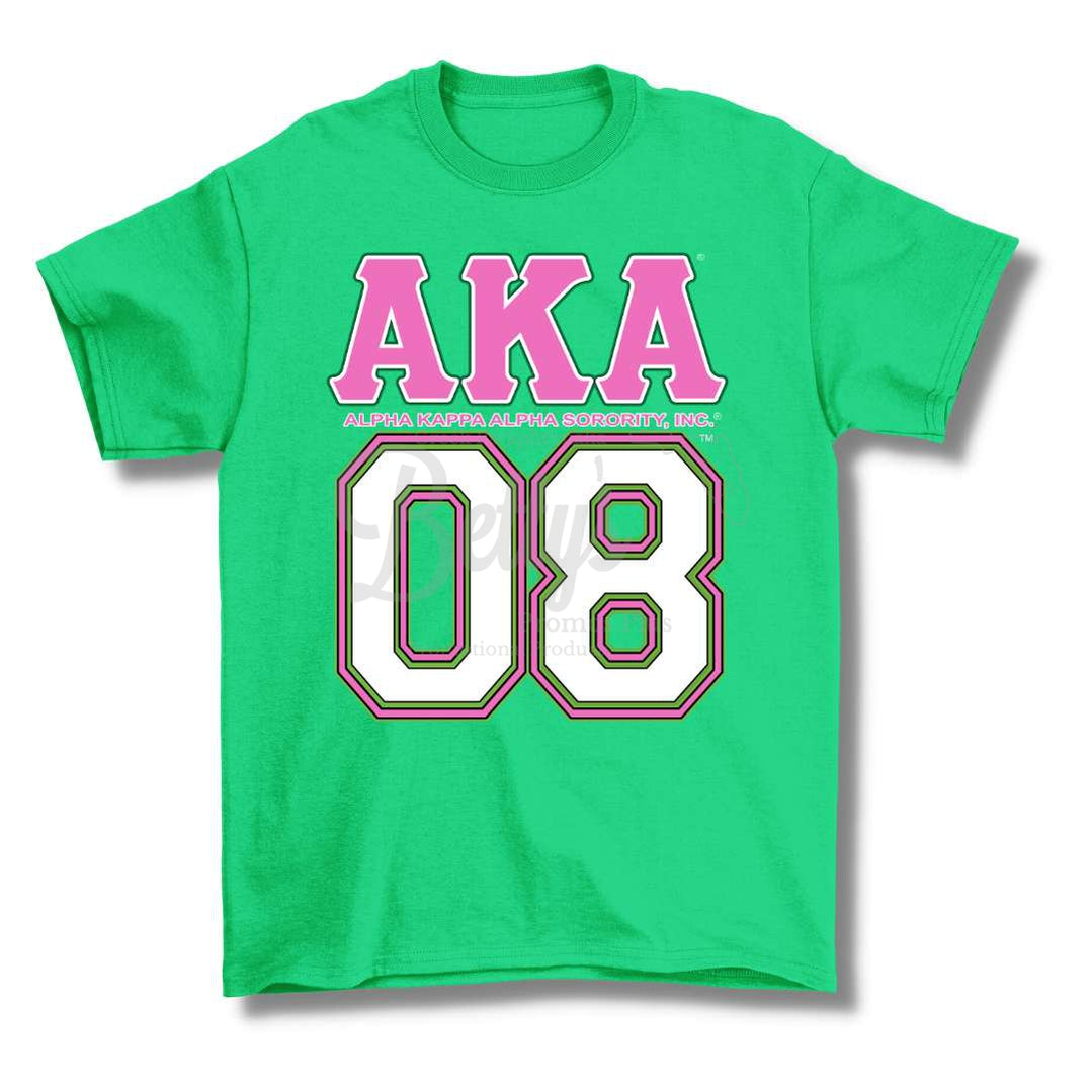 Alpha Kappa Alpha AKA 08 Screen Printed T-ShirtGreen-Small-Betty's Promos Plus Greek Paraphernalia