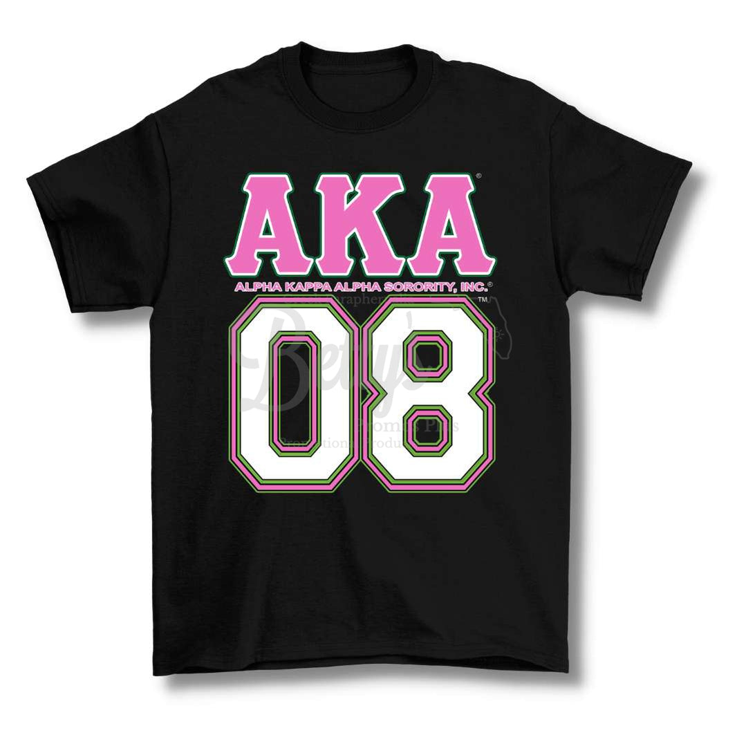 Alpha Kappa Alpha AKA 08 Screen Printed T-ShirtBlack-Small-Betty's Promos Plus Greek Paraphernalia