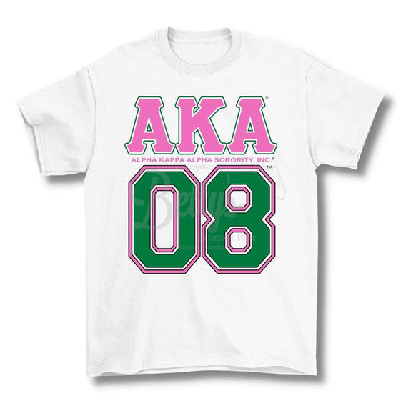 Alpha Kappa Alpha AKA 08 Screen Printed T-ShirtWhite-Small-Betty's Promos Plus Greek Paraphernalia