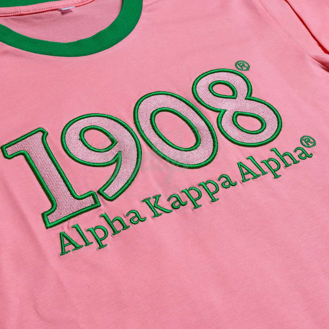 Alpha Kappa Alpha AKA 1908 Embroidered Long Sleeve T-Shirt-Betty's Promos Plus Greek Paraphernalia