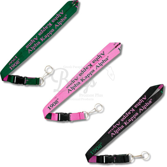 Alpha Kappa Alpha AKA 1908 Woven Embroidered Sorority Lanyard-Betty's Promos Plus Greek Paraphernalia