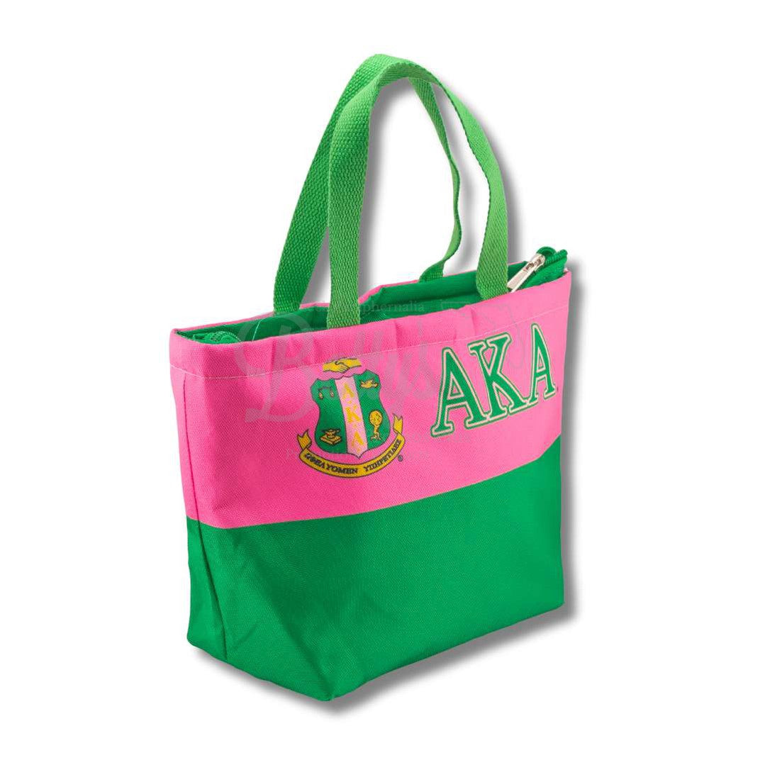 Alpha Kappa Alpha AKA 2-Tone Insulated Lunch Bag with HandleGreen-Betty's Promos Plus Greek Paraphernalia