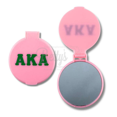 Alpha Kappa Alpha AKA 2.25" Compact MirrorPink-Betty's Promos Plus Greek Paraphernalia