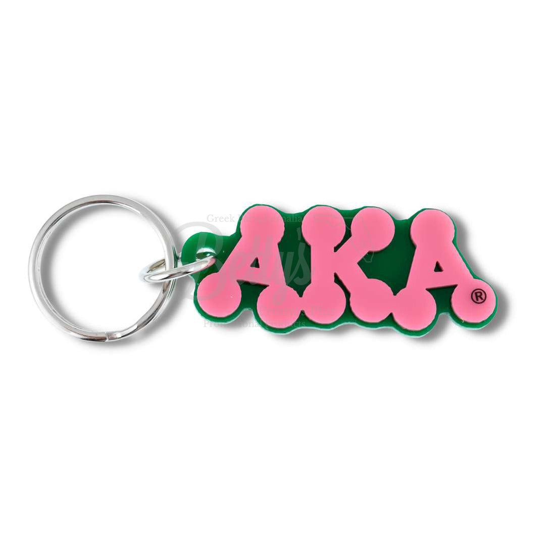 Alpha Kappa Alpha AKA Bubble Letters Acrylic KeychainPink-Betty's Promos Plus Greek Paraphernalia