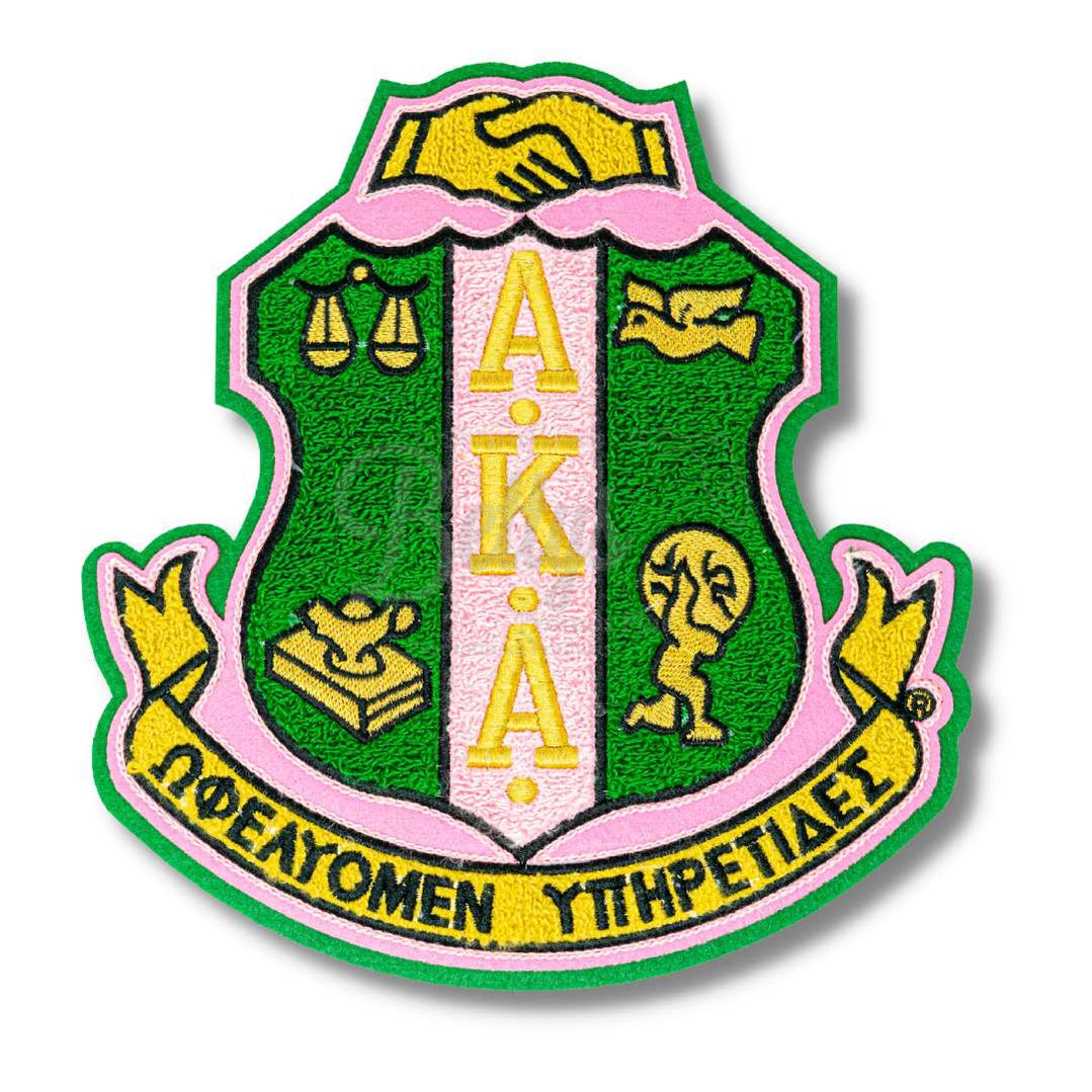 Alpha Kappa Alpha AKA Chenille Shield Embroidery PatchChenille-Green Background-Betty's Promos Plus Greek Paraphernalia