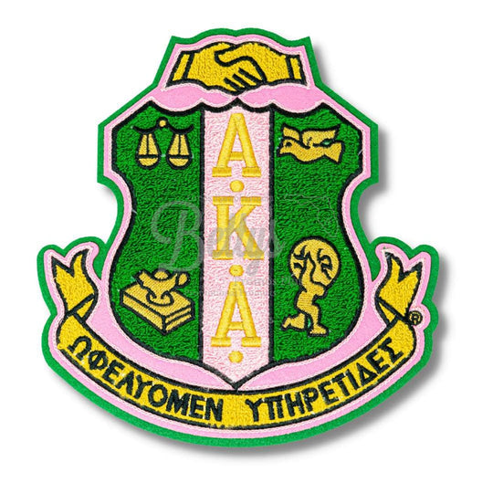 Alpha Kappa Alpha AKA Chenille Shield with Green Background Embroidery PatchChenille-Green Background-Betty's Promos Plus Greek Paraphernalia